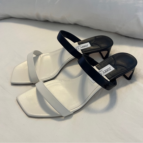 Jimmy Choo kitten heels color block black and white size 39.5 - Picture 1 of 6